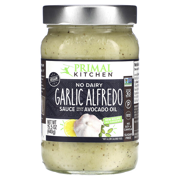 No Dairy Garlic Alfredo Sauce Made With Avocado Oil, 15.5 oz (440 g) Primal Kitchen