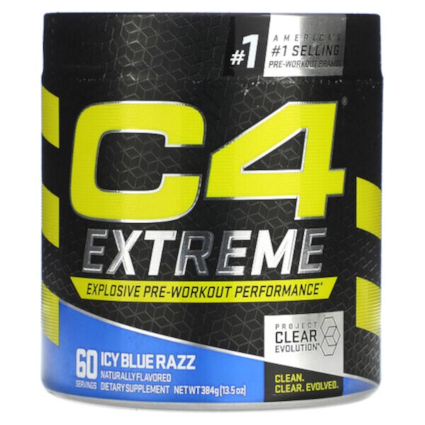 C4 Extreme, Explosive Pre-Workout Performance, Icy Blue Razz, 13.5 oz (384 g) Cellucor