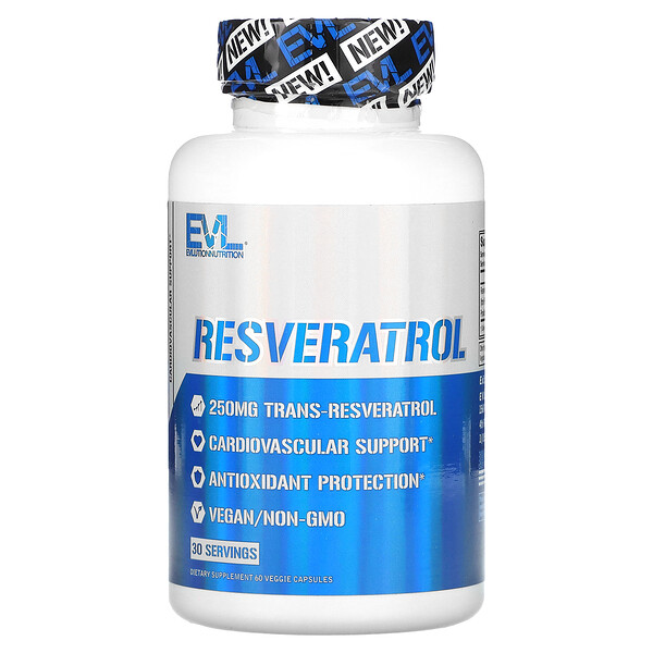Ресвератрол, 250 мг, 60 растительных капсул EVLution Nutrition