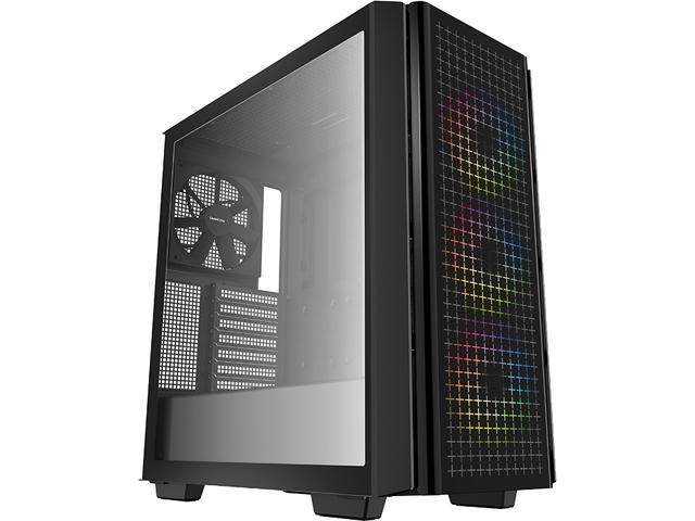 DeepCool CG540 Mid-Tower ATX Case, Tempered Glass Front and Side Panels, Three Pre-Installed 120mm ARGB fans, 140mm Rear Black Fan, Black DEEPCOOL