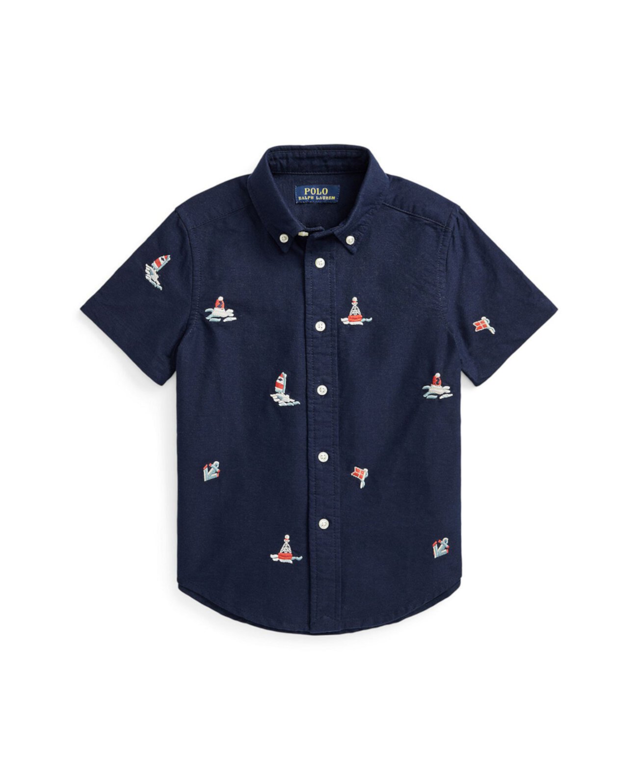 Хлопковая рубашка с короткими рукавами с вышивкой для малышей и маленьких мальчиков Ralph Lauren