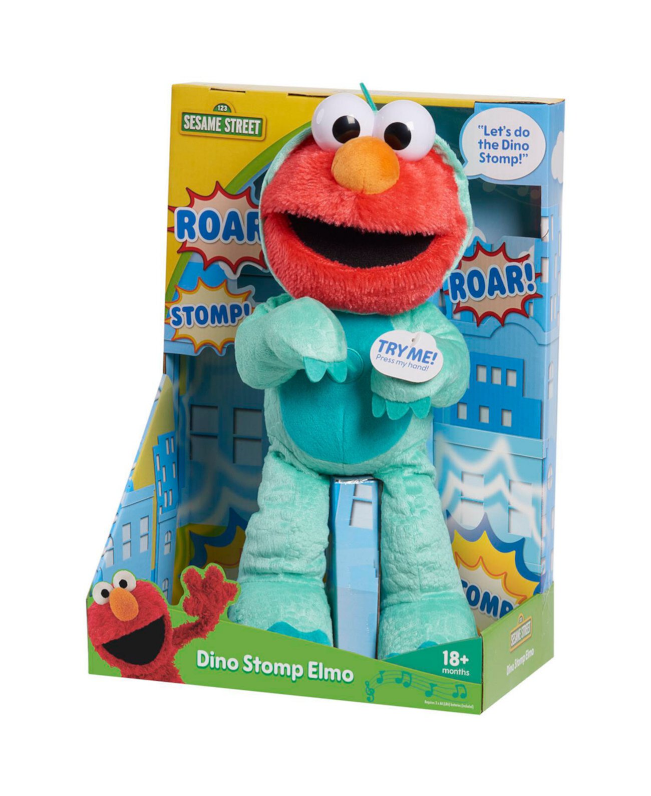 13-дюймовая плюшевая мягкая игрушка Дино Томп Элмо поет и танцует Sesame Street