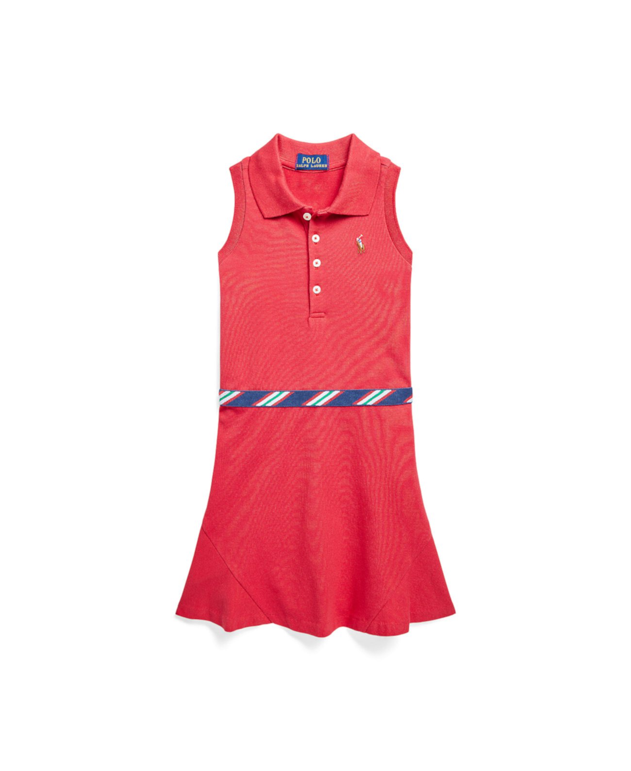 Платье-поло из эластичной сетки с отделкой в крупный рубчик для малышей и маленьких девочек Ralph Lauren