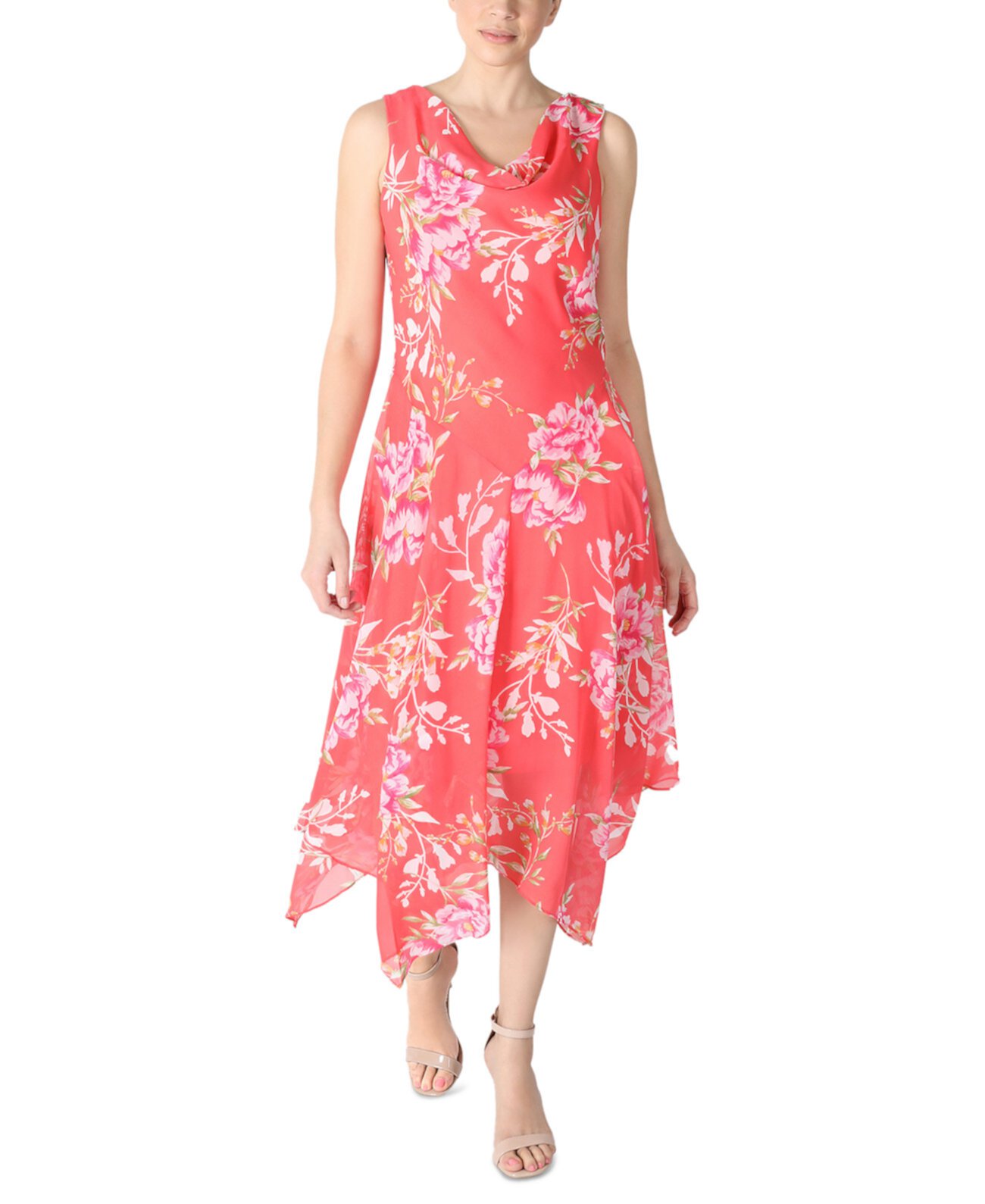 Женское макси-платье без рукавов с драпированным вырезом и цветочным принтом Robbie Bee