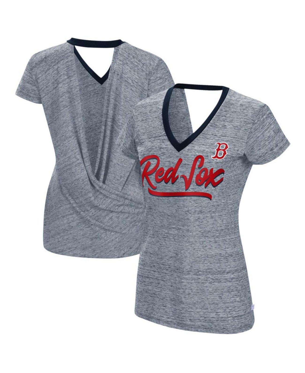 Женская серая футболка Boston Red Sox Halftime Back Wrap Top с v-образным вырезом Touch