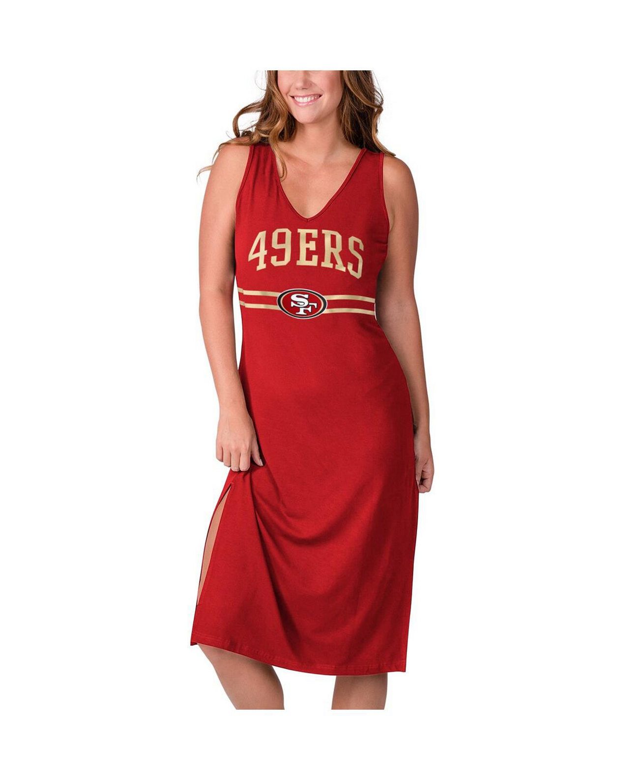 Женское тренировочное платье макси с v-образным вырезом Scarlet San Francisco 49ers G-III
