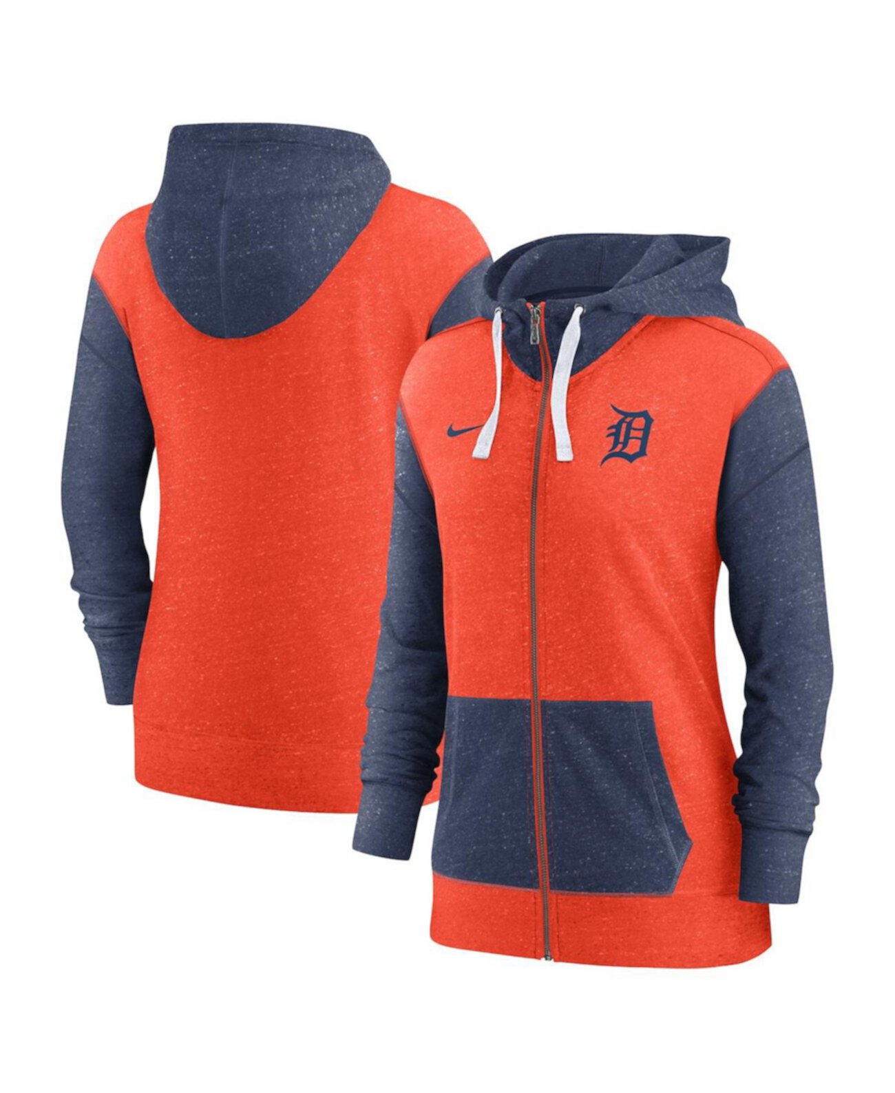 Женская оранжевая худи Detroit Tigers с молнией во всю длину Nike