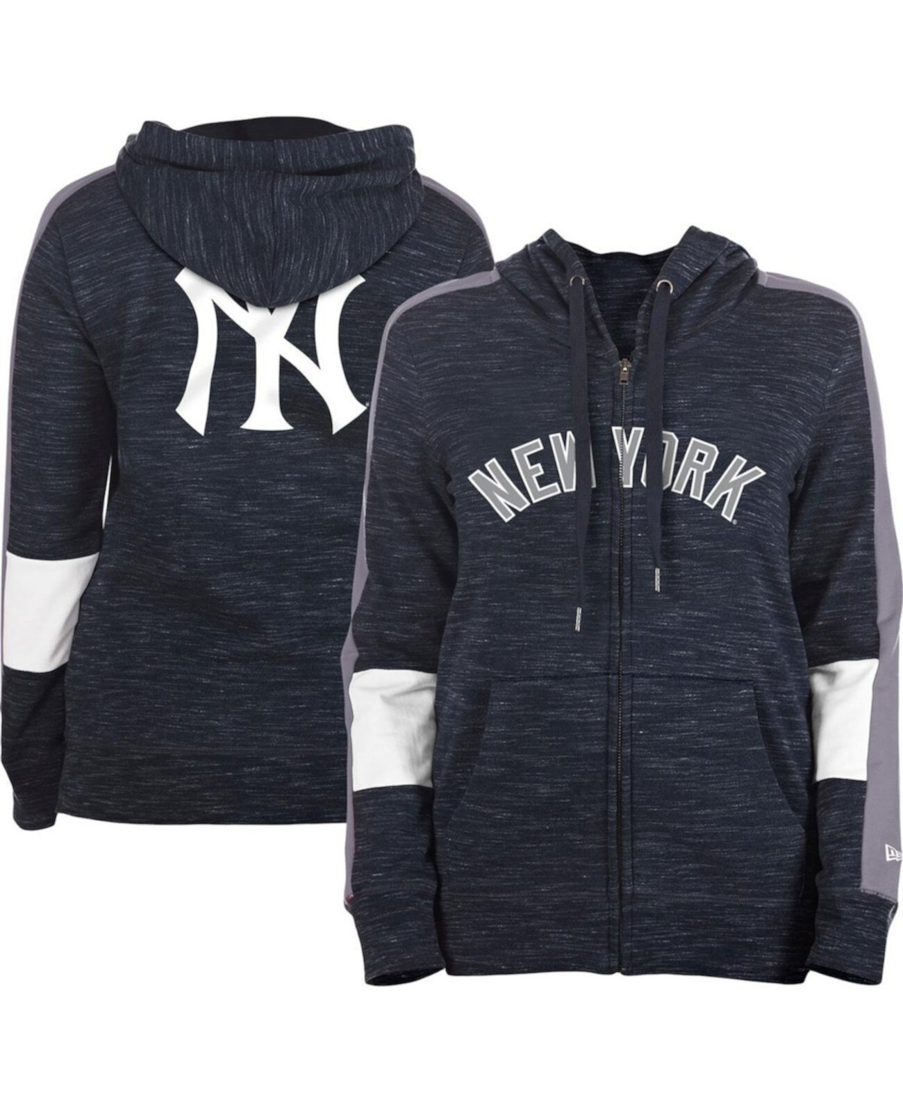 Женская темно-синяя худи New York Yankees с цветными блоками и молнией во всю длину New Era