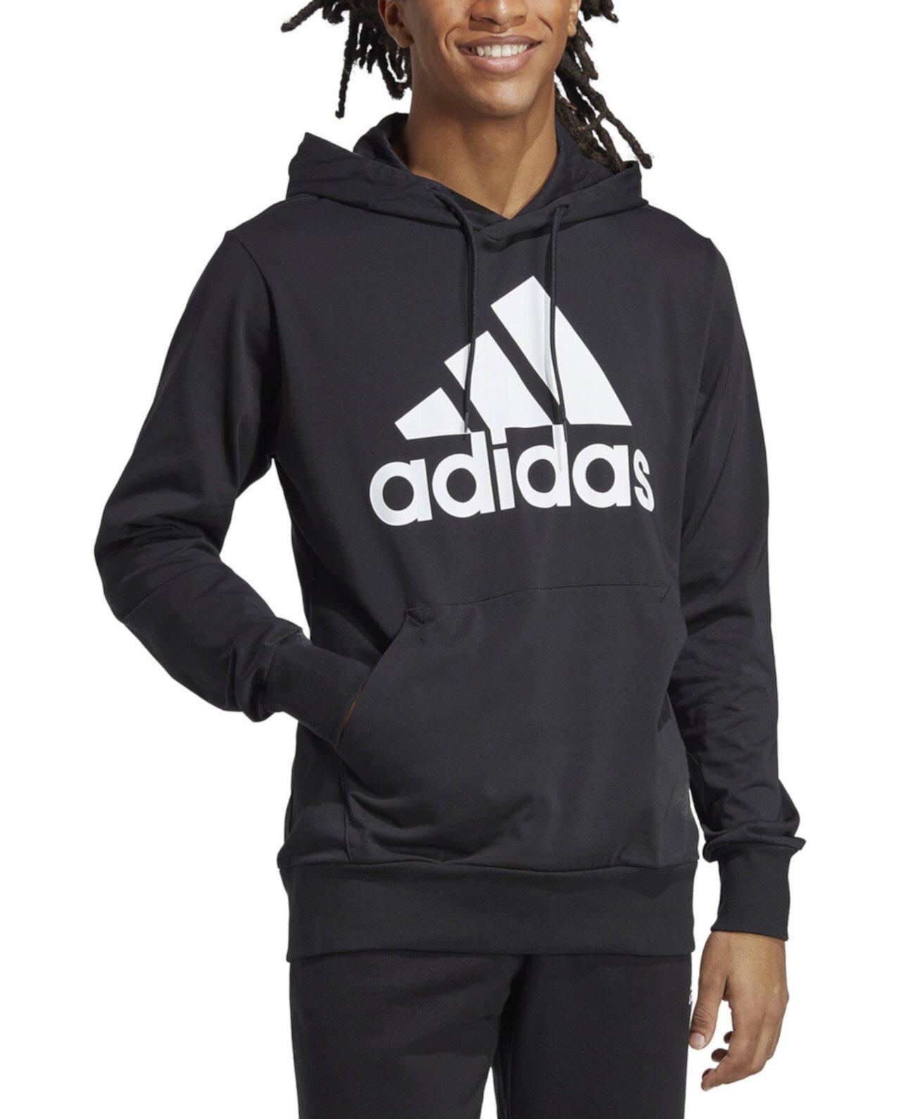 Мужской трикотажный пуловер с капюшоном и логотипом Adidas