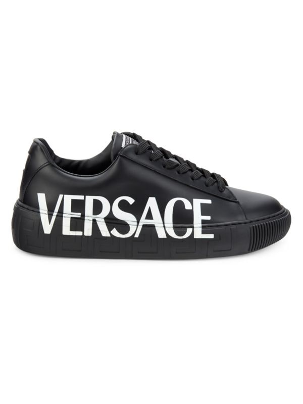 Кожаные кроссовки с логотипом Versace