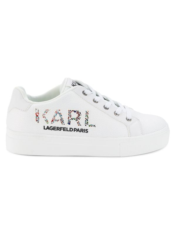 Кроссовки Cay со стразами и перфорацией на платформе Karl Lagerfeld Paris