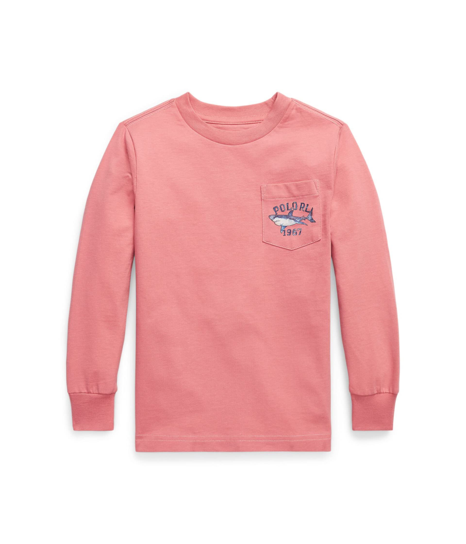 Хлопковая футболка с длинными рукавами и карманами с логотипом (для малышей) Polo Ralph Lauren