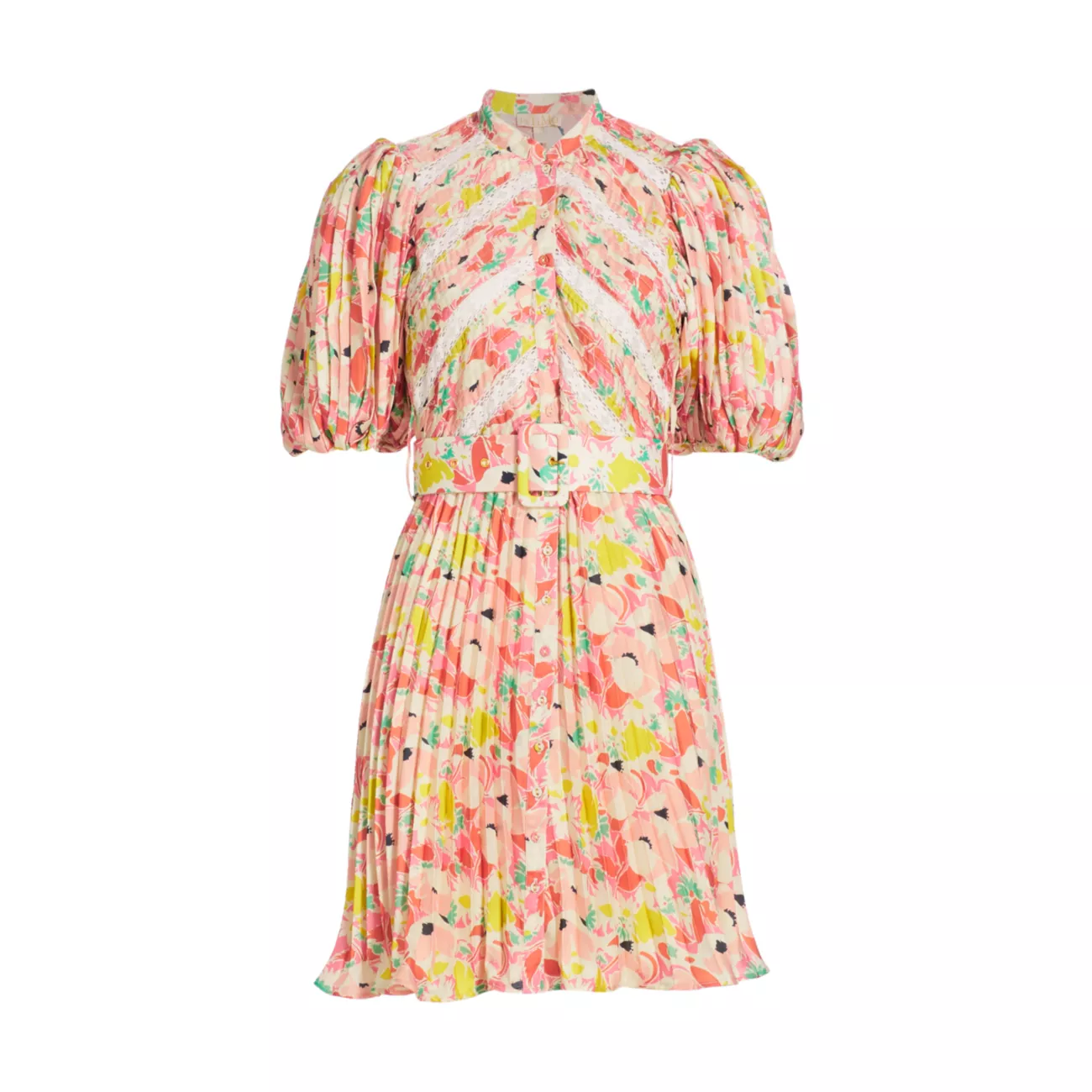 Плиссированные цветочные &amp; Кружевное мини-платье BYTIMO