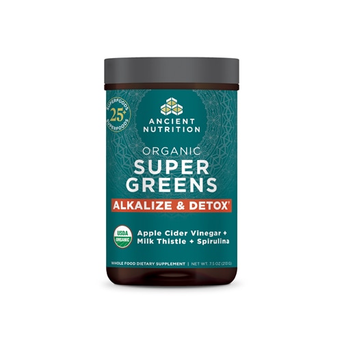 Organic SuperGreens + Alkalize & Detox -- 25 Servings (Порции) Ancient Nutrition