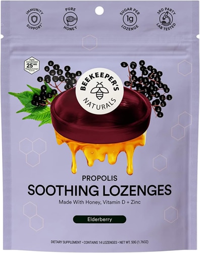 B. Soothed Elderberry Lozenges (Пастилки) -- 1.76 oz (Унции) Beekeeper's Naturals