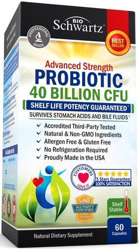 Advanced Strength Probiotic 40 Billion CFU -- 60 Capsules (Капсулы) BioSchwartz