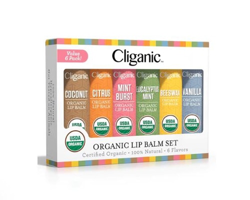 Органический ароматизированный бальзам для губ без ГМО, 6 шт. в упаковке — 6 бальзамов для губ Cliganic
