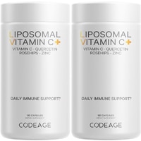 Липосомальный Витамин С 1500 мг - Поддержка Иммунитета с Биофлавоноидами - 180 Капсул / Упаковка из 2 шт - Codeage Codeage