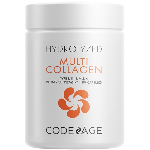 Multi Collagen Peptides Supplement - Гидролизованный белок коллагена с витамином C - 90 капсул Codeage