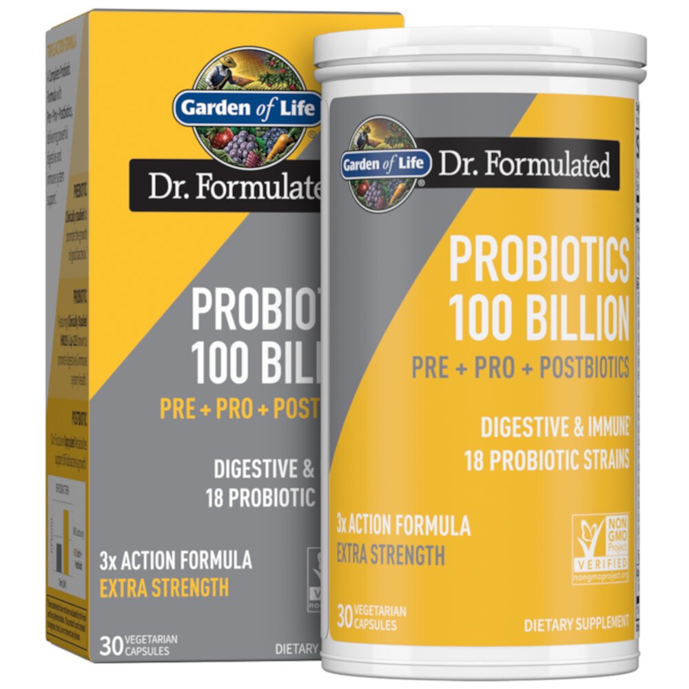 Dr. Formulated Probiotics Pre + Pro + Postbiotics -- 100 billion - 30 Vegetarian Capsules (Вегетарианские капсулы) Garden of Life