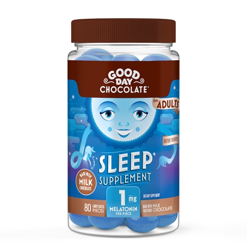 Добавка для сна для взрослых, молочный шоколад, 1 мг, 80 конфет, покрытых оболочкой Good Day Chocolate