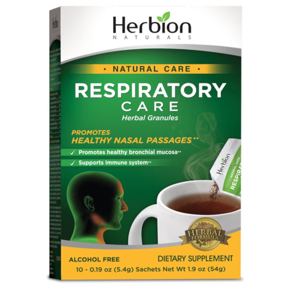 Травяные гранулы для ухода за органами дыхания, 10 пакетиков Herbion