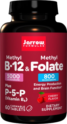 Энергия Метил B-12 и Метилфолат, Жевательные таблетки - 60 таблеток - Jarrow Formulas Jarrow Formulas