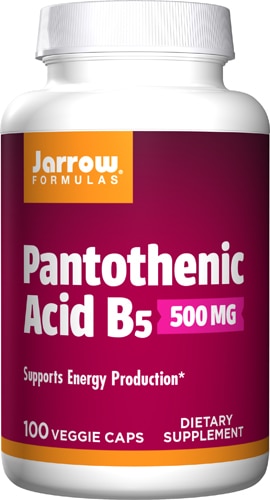 Пантотеновая кислота B5 - 500 мг - 100 растительных капсул - Jarrow Formulas Jarrow Formulas