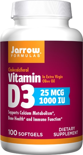 Витамин D3 1000 МЕ - 25 мкг, 100 капсул, поддержка здоровья костей Jarrow Formulas