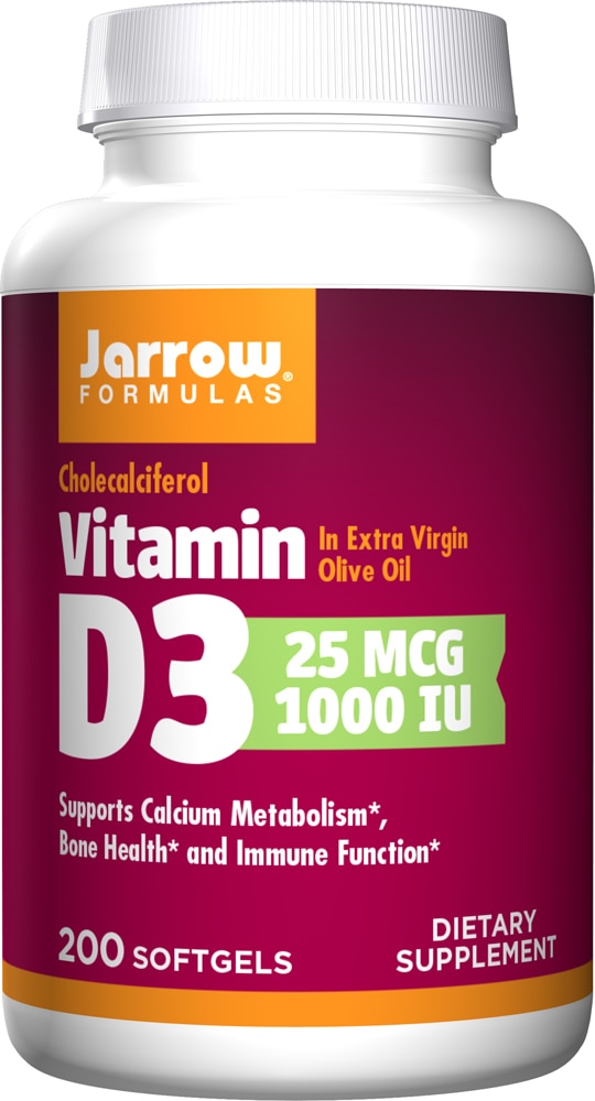 Витамин D3 для поддержки иммунитета - 1000 мг - 200 мягких капсул - Jarrow Formulas Jarrow Formulas