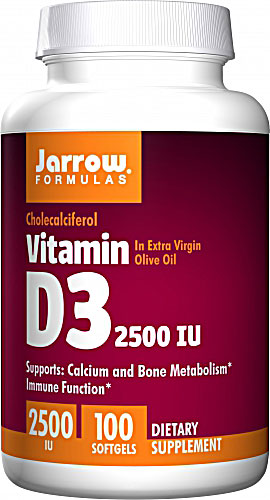 Витамин D3 для поддержки иммунитета — 2500 МЕ — 100 капсул Jarrow Formulas