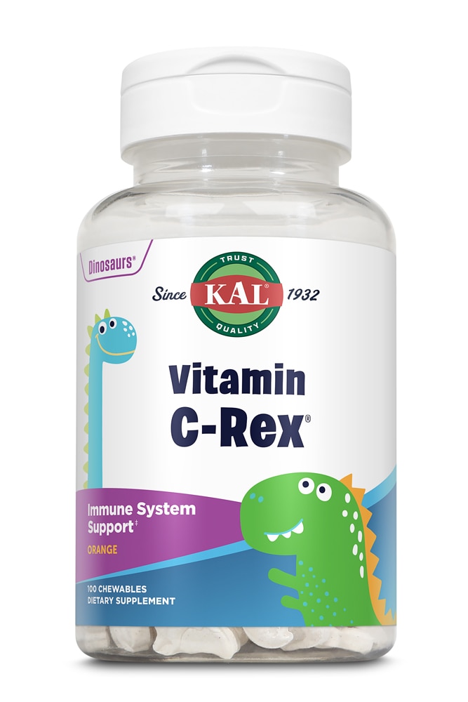 Kal Dinosaurs Vitamin C-Rex® Orange -- 100 жевательных таблеток KAL