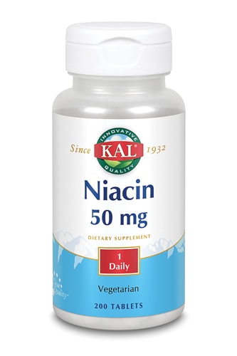 Ниацин (Витамин B3) - 50 мг - 200 таблеток - KAL KAL