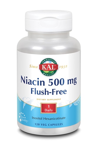 Kal Ниацин Flush-Free - 500 мг - 120 вегетарианских капсул KAL