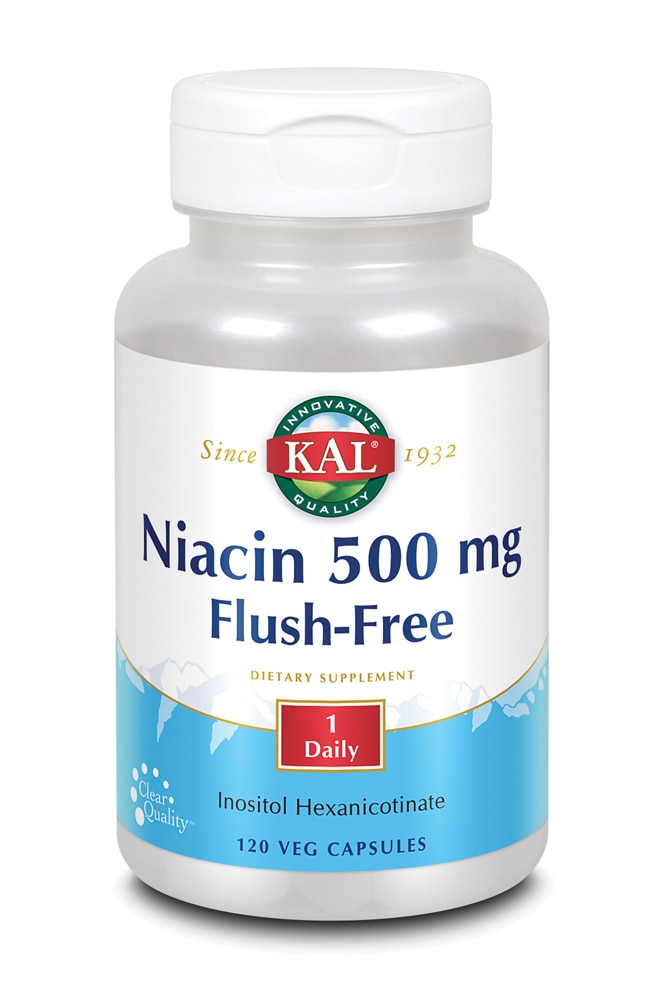 Kal Niacin Flush-Free -- 500 mg - 120 Vegetarian Capsules (Вегетарианские капсулы) KAL