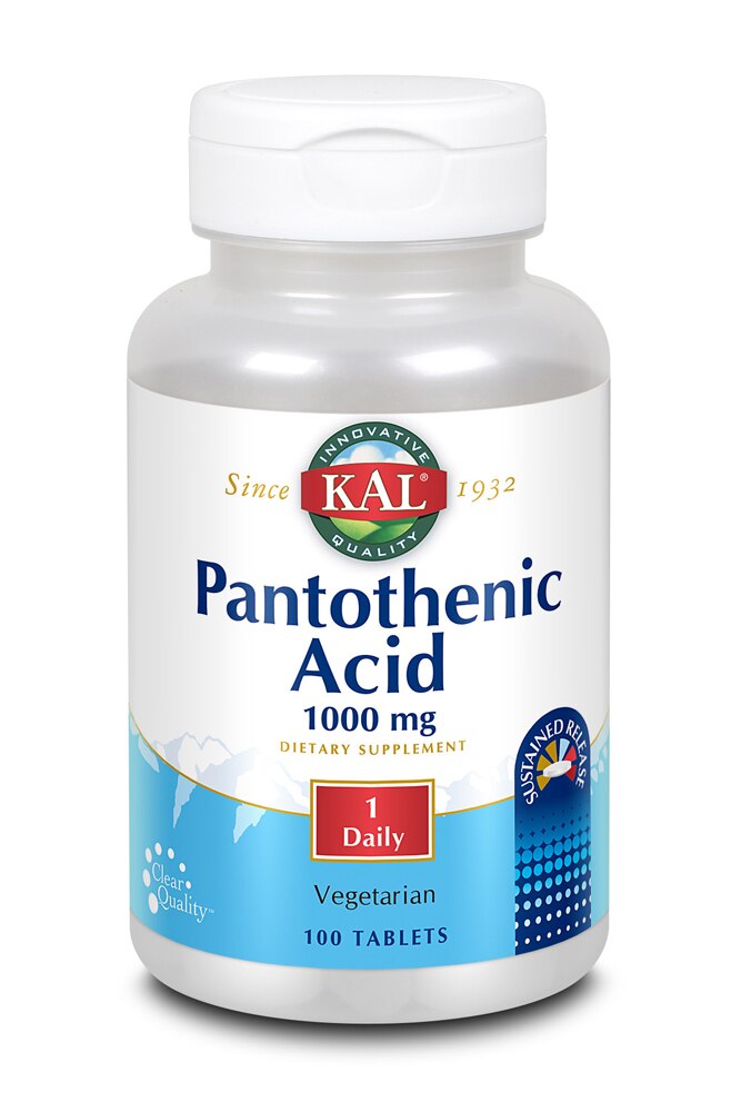 Kal Pantothenic Acid -- 1000 mg - 100 Tablets (Таблетки) KAL