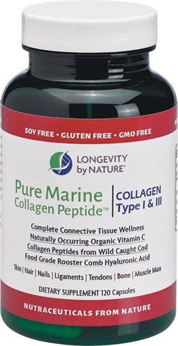 By Nature - Pure Marine Collagen Peptide -- 120 капсул Longevity