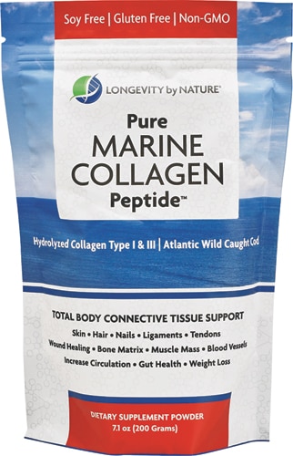 By Nature - Pure Marine Collagen Peptide Powder (Порошок) -- 7.1 oz (Унции) Longevity