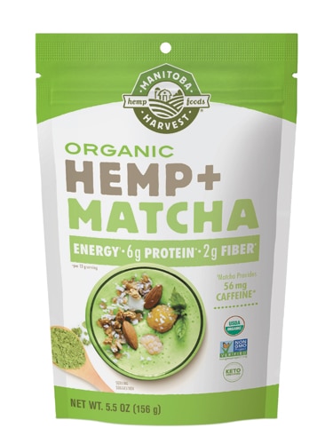 Органический порошок Hemp+ Matcha - 156 г, 6 г растительного белка, 56 мг натурального кофеина Manitoba Harvest