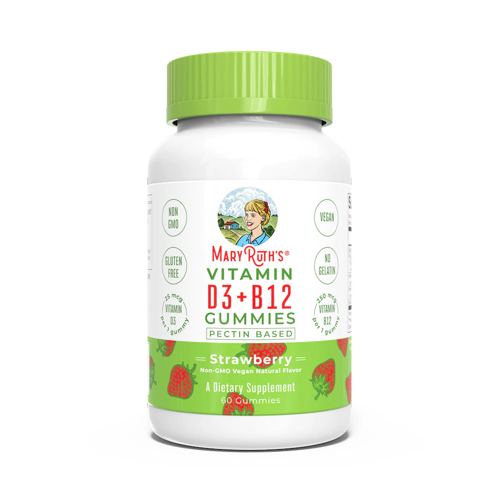 Vitamin D3 + B12 Gummies (Жевательные конфеты) Strawberry -- 60 Gummies MaryRuth's