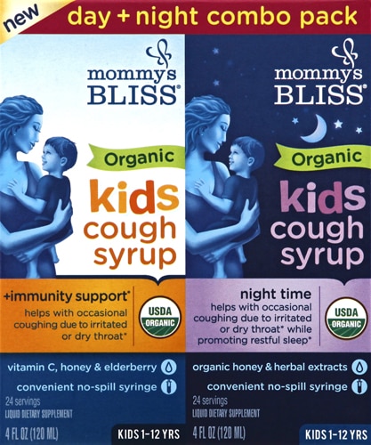 Органический сироп от кашля и слизи + жидкость для повышения иммунитета для детей от 1 до 12 лет -- 8 жидких унций Mommy's Bliss
