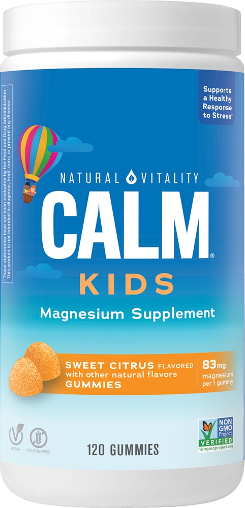 Детский магний Calm Kids, 120 жевательных таблеток с цитрусовым вкусом Natural Vitality