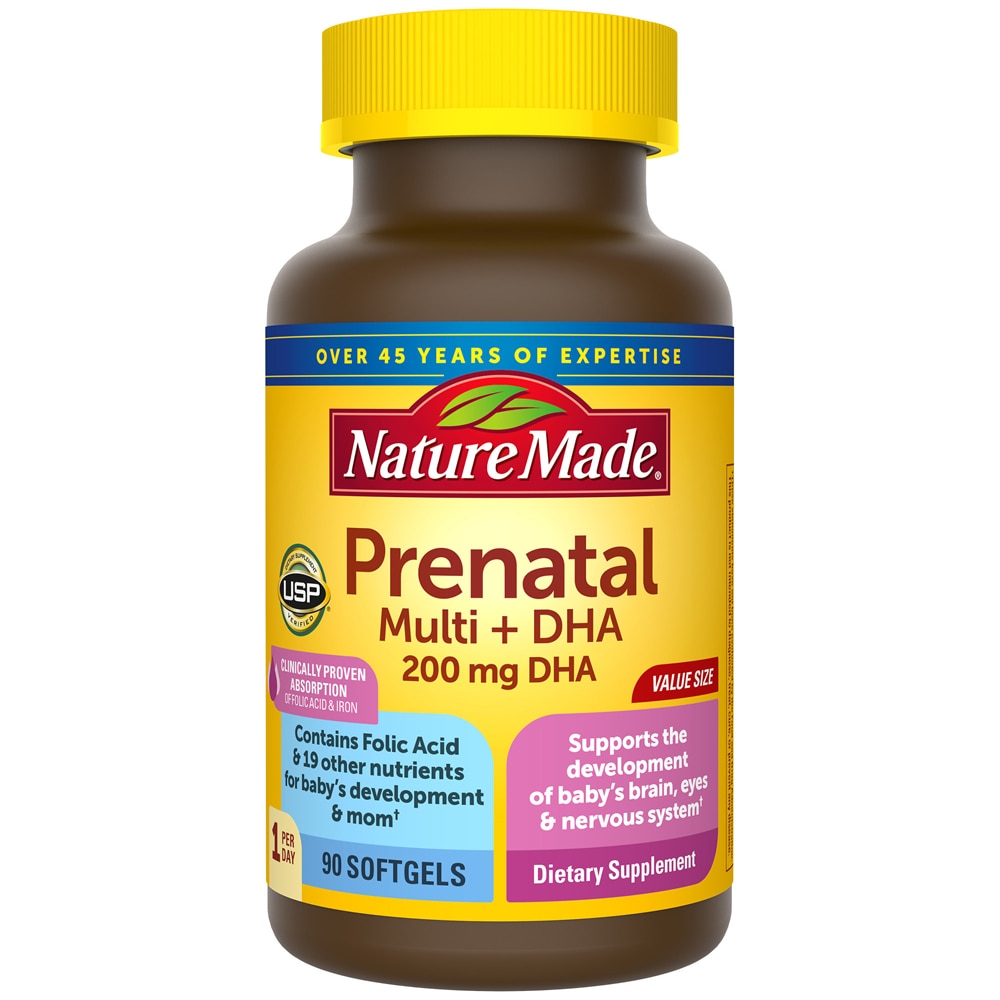 Prenatal Multivitamin Plus DHA -- 90 Softgels (Мягкие капсулы) Nature Made