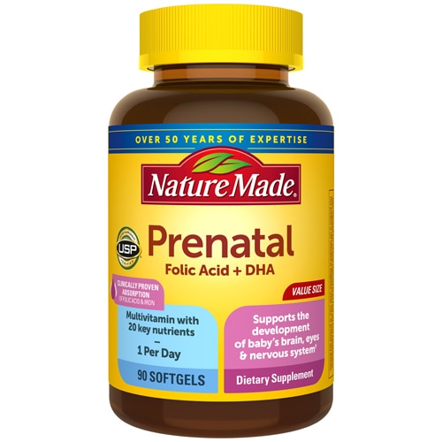 Prenatal Multivitamin Plus DHA — 90 мягких капсул Nature Made