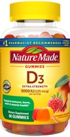 Витамин D3, Экстра сила - 5000 МЕ - 80 жевательных мармеладок - Nature Made Nature Made