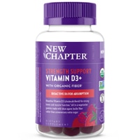 Укрепляющая поддержка Витамин D3+ Смешанные ягоды -- 60 жевательных резинок New Chapter
