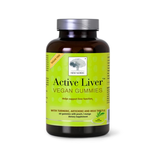 Веганские жевательные таблетки Active Liver со вкусом персика и манго, 60 шт New Nordic