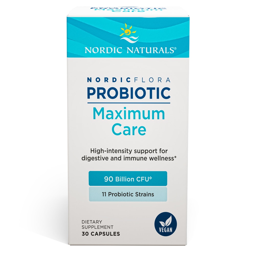 Nordic Flora Probiotic Максимальная забота -- 90 миллиардов КОЕ -- 30 капсул Nordic Naturals