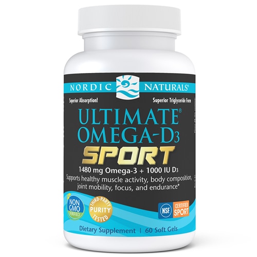 Ultimate Omega-D3 Sport — сертифицирован NSF для спорта, 1000 мг — 60 мягких таблеток Nordic Naturals