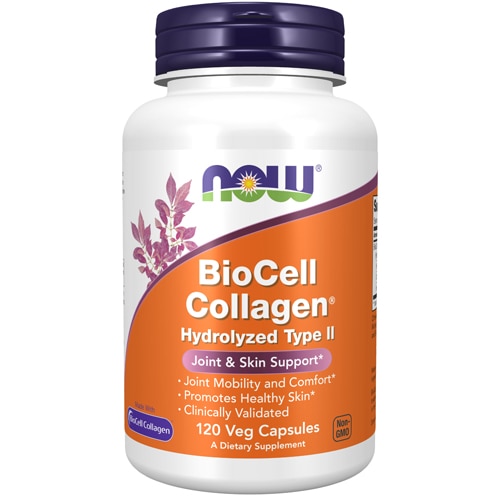 BioCell Collagen Hydrolyzed Type II — 120 вегетарианских капсул NOW Foods